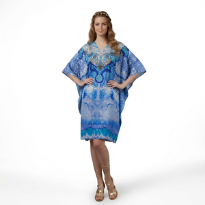 Robe tunique longue en viscose africaine pour femme, style caftan, coupe décontractée, poncho kimono, finition soyeuse, mode bohème pour les vacances et les stations balnéaires - Product Image 1