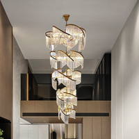 Long lustre moderne en cristal Pendentif personnalisé Lumière Loft Appartement Villa Escalier Salle à manger Projet d'éclairage