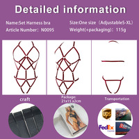 Ensemble de lingerie sexy noir élastique ajouré avec harnais, soutien-gorge cage à bretelles croisées, lingerie bondage sexy, harnais de corps N0095