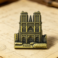 Façade de la Cathédrale Gothique Notre-Dame de Paris, Fenêtre à Vitraux, Or Antique, Souvenir, Décoration d'Intérieur, Aimant de Réfrigérateur en Alliage de Zinc