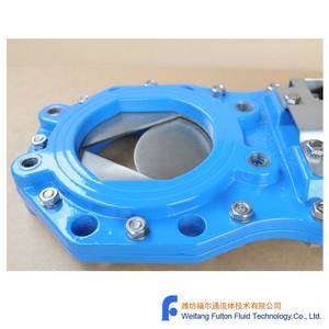 วาล์วประตูมีด kgv พร้อมแผ่นโอริฟิสซ์รูปตัววี DN150 PN10 EN1092 EN558ได้รับการรับรอง GSK EN1171เหล็กดัดสองทิศทาง - Product Image 6