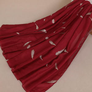 มุสลิมฮิญาบเลดี้แววห่อปักขนผ้าคลุมไหล่ผ้าพันคอผ้าพันคอผ้าฝ้าย - Product Image 4