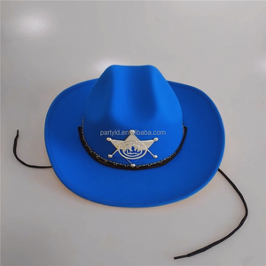 Western Sheriff Ster Cowboyhoed Met Geel Vilt Voor Feest En Feestelijke Decoraties - Product Image 5