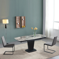 Table à manger rotative extensible en marbre 8 places