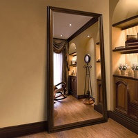 Miroir sur pied pleine longueur encadré en plastique, grand miroir de dressing Art Déco pour la décoration de la maison et de la chambre, portable et pliable