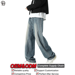 Pantalones Vaqueros Holgados para Hombre, Color Azul Claro Lavado, Estilo Urbano, Casual, a la Moda, Corte Relajado - Product Image 3