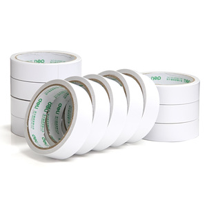 Cinta Adhesiva de Doble Cara de Papel de Algodón Deli, 24 mm x 10 yardas, 80 micras, Blanca, Paquete de 12 Rollos, Material de Papelería para Manualidades - Product Image 1