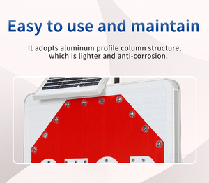 ป้ายหยุดรถ 24 นิ้ว ใช้พลังงานแสงอาทิตย์ กระพริบอัตโนมัติ ป้ายไฟ LED สำหรับรถโรงเรียน ป้ายสัญญาณจราจร - Product Image 3