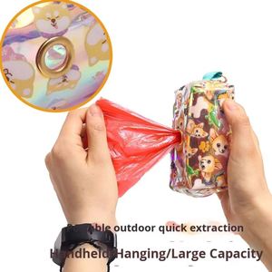 Distributeur de sacs à déjections canines extérieur de luxe avec miroir laser éblouissant, accessoire pour chien, rangement pour sacs de déchets et laisse - Product Image 5