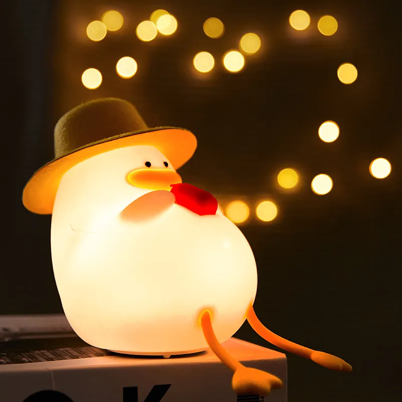 Happy Christmas Duck Cartoon Lamp Colorful Eye Protection Children's Silicone Duck Night Light
