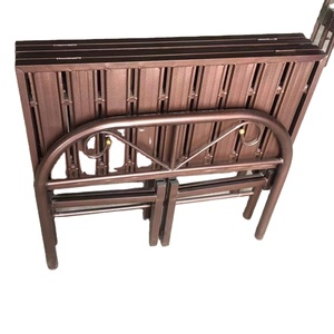 Steel Single <b>Beds</b> Middle East Hot Sale Metal <b>Folding</b> <b>Bed</b> Steel Collapsible Portable <b>Bed</b> with Mattress Iron Camping <b>Bed</b> - Product Image 2