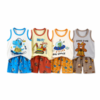 Ensemble gilet et short en coton style coréen pour enfants, prix de gros, motifs animaux/à carreaux/dessins animés, pour filles et garçons, tenue d'été