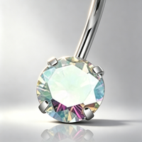 Anneau de nombril en acier chirurgical 316L avec zircon 5A, piercing de ventre à quatre griffes, barbell banane, bijou corporel pour femme, cadeau