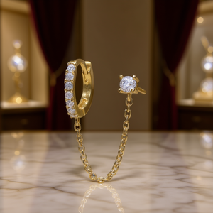 Orecchini in Oro con Diamanti, Oro Massiccio 18K, Diamanti Naturali Taglio Brillante Rotondo, Gioielli Minimalisti da Donna per Uso Quotidiano - Product Image 2