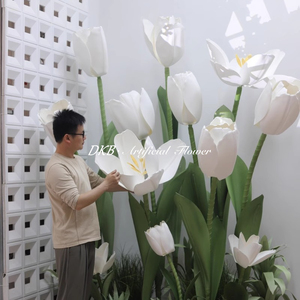 Fiori decorativi fatti a mano in schiuma EVA 2m di altezza gigante rosa tulipano giallo bianco con supporto per matrimonio decorazioni Set di fiori - Product Image 2