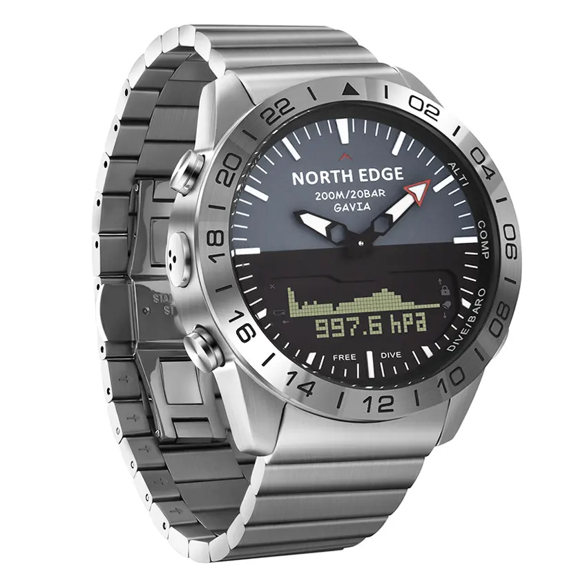 Mode Noord Rand Gavia Mannen Barometer Stappenteller Kompas Outdoor Sport 200M Waterdicht Smart Digitaal Horloge Stalen Duikhorloge