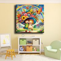 Kit de peinture diamantée Ever Moment Confetti DIY 5D Garçon et Fille Joyeux avec Grand Chapeau Décoré de Fleurs Cadeau pour Enfant ASF2861