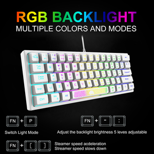 INNO K61 Optical Mechanical ABS+PC RGB Wired <b>USB</b> 62-Key Anti-Ghosting Ergonomic Ultra-Compact Mini Gaming <b>Keyboard</b> Multimedia Po - Product Image 5