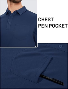 Camisa de Golf de Alta Calidad para Hombre, Manga Corta, Secado Rápido, <span class=keywords><strong>Polos</strong></span> Deportivos para Golf y Trabajo, Camisas de Golf Personalizadas <span class=keywords><strong>con</strong></span> Bolsillos - Product Image 2