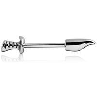 Piercing de téton en acier chirurgical avec cristal en forme d'épée, barre droite 14G, bijou de corps tendance pour femmes et hommes