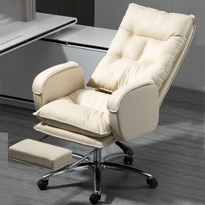 Leather Computer <b>Chair</b> Comfortable Sedentary Household Reclining <b>Study</b> Desk <b>Chair</b> Boss <b>Chair</b> Backrest Swivel Ergonomic Modern - Product Image 4
