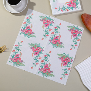 Colorful Printed Floral Paper Napkins Square 330mm Birthday Party Decorative Tableware - Product Image 2