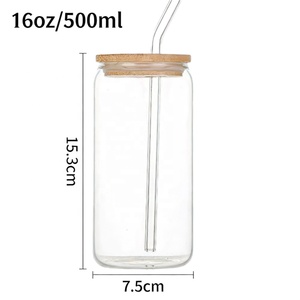 ชุดแก้วแก้วน้ำ 8 ใบ ขนาด 16 ออนซ์ 500 มล. พร้อมฝาปิด หลอดดูด แปรงทำความสะอาด รูปทรงกระป๋อง ทนความร้อน ใช้กับช่องแช่แข็งได้ ดีไซน์ทันสมัย สำหรับใช้ในบ้านและงานปาร์ตี้ - Product Image 4