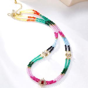 कारखाने कस्टम लक्जरी महिलाओं के सीज़ नेकलेस ट्रेंडी नए अर्ध-कीमती फूल पेलेंट क्यूब बीड हार हार - Product Image 2