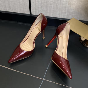 Sandales à talons aiguilles en cuir véritable couleur vin rouge pour femmes, légères, respirantes, à bout ouvert, à talon haut, sexy, pour l'été - Product Image 6