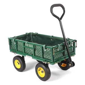Heavy Duty 4 Roues En Acier Cour Maille Chariot Wagon Utilitaire Extérieur Chariot En Métal Outil Chariot De Jardin Avec Côtés Amovibles - Product Image 1