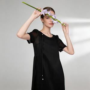 Vestido Midi Casual Holgado para Mujer, Vestido Corto de Gasa Transparente con Detalle de Cordón, Elegante para Uso Diario - Product Image 3