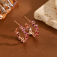 Boucles d'oreilles irrégulières en argent sterling 925 pour femmes, design géométrique abstrait, accent en zircone cubique, bijoux de luxe, cadeau