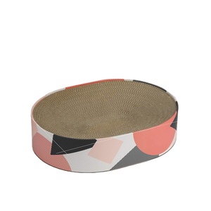 Runde Katzen-Kratzschale 2-in-1 Katzen-Kratzbett Gebogenes Karton-Loungebett mit Katzenminze für Hauskatzen - Product Image 1