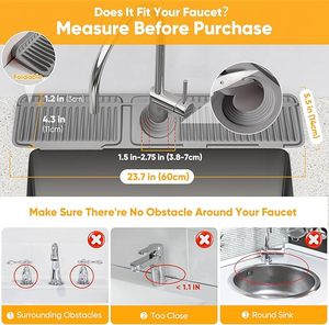Tapete plegable para grifo de cocina, protector contra salpicaduras con 7 inclinaciones, autodrenante rápido [Tapete protector contra salpicaduras con cierre a presión para grifo de cocina] - Product Image 4