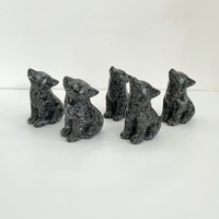 Figurine de loup en pierre naturelle (Yooperlite) sculptée à la main, écologique, réactive aux UV, 6/8 cm, pour la maison