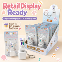 Movidoo Clavier mécanique anti-stress Kawaii Chat, jouet sensoriel avec son de clic, rechargeable par USB, porte-clés, en boîte, idéal pour cadeaux