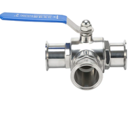 Vanne à boisseau sphérique sanitaire à trois voies Tri-Clamp en acier inoxydable SS304/316L, type T/L, PN10, qualité alimentaire, pour le contrôle manuel du débit dans les secteurs des boissons et de la pharmacie