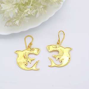 Fashionable Sea Shark Brass Drop <b>Earring</b> 18k <b>Gold</b> Plated Statement Animal Women Fashion jewelry Gothic <b>Dangle</b> Wholesale <b>Earring</b> - Product Image 5