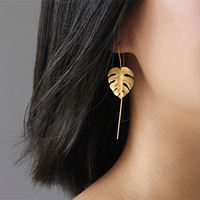 Lotus Fun fait à la main en argent Sterling 925 plaqué or 18 carats feuille de Monstera pendentif chaîne collier boucle d'oreille bague ensemble de bijoux pour femmes