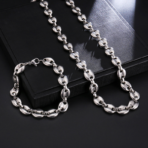 18K <span class=keywords><strong>Or</strong></span> Acier Inoxydable <span class=keywords><strong>Grain</strong></span> <span class=keywords><strong>De</strong></span> <span class=keywords><strong>Café</strong></span> Chaînes Colliers Pour Femmes Hommes Punk Hip Hop Bijoux Cochon Nez Lien Chaînes Ras Du Cou - Product Image 2