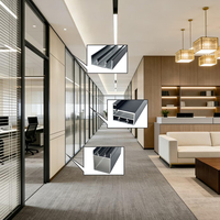 Framed Glass Partition Aluminum Frame Tempered Glass Partition Wall Removable Soundproof Divider for Office Home