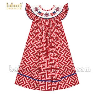 Robe décontractée pour enfants d'automne BB2012 avec motif américain, feu d'artifice rouge, tissu tissé à motif grec - Product Image 5