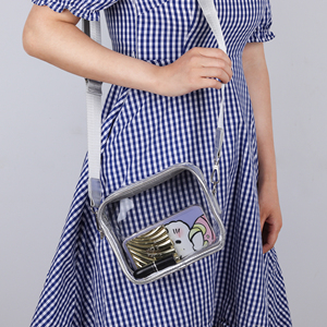 Women's Lady Custom Fashion <b>Storage</b> Zipper Crossbody Messenger Bag Waterproof Clear PVC Organizer Silver Shoulder Bag Portable - Product Image 6