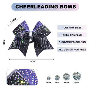 Noeuds de cheerleading personnalisés or/bleu marine/noir/rouge/blanc et bleu avec strass - Noeuds de cheerleading en gros - Product Image 3