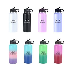 Botella de Agua de Acero Inoxidable Personalizada con Degradado Azul Periwinkle, Tapa con Pajita y Aislamiento al Vacío, Ideal para Regalos Promocionales - Product Image 1