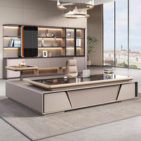 Table de bureau moderne de luxe personnalisable en MDF avec chaise, bordure en PVC de haute qualité pour usage commercial, bureau de direction