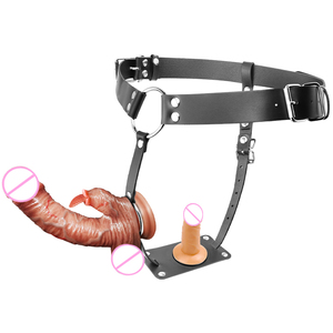 Vêtements en cuir pour hommes et femmes, masturbateur pour adultes, laisse pour pénis et sous-vêtements avec gode pour lesbiennes, jouets sexuels pour couples - Product Image 2