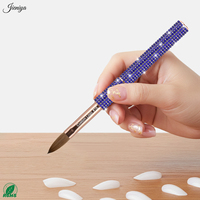 Pinceaux en acrylique Kolinsky de qualité professionnelle avec manche en strass bleus OEM&ODM, outils professionnels pour l'art des ongles pour l'application de gel de construction
