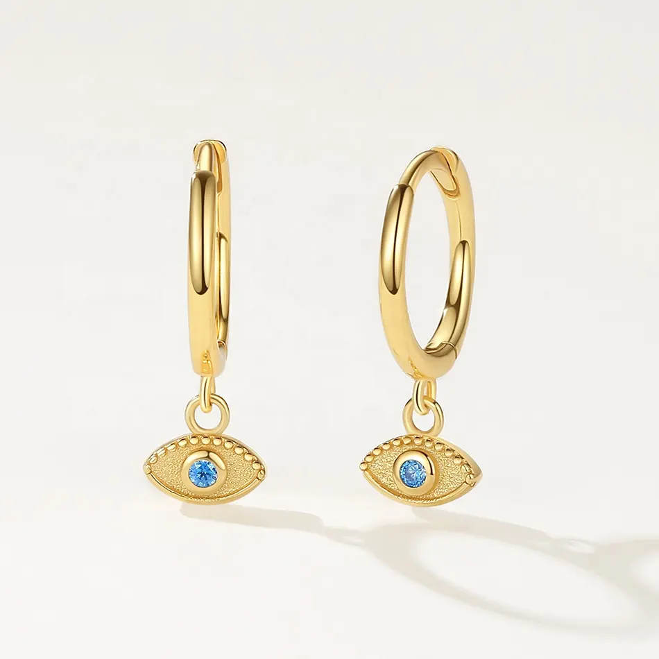 nagosa women jewelry 925 sterling silver 18k gold vermeil cubic zircon eye dangle hoop earrings
