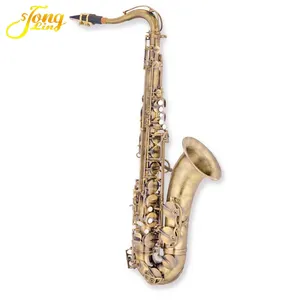 Saxophone professionnel en laiton doré, plat de l'électrostimulation, Antique, Tenor